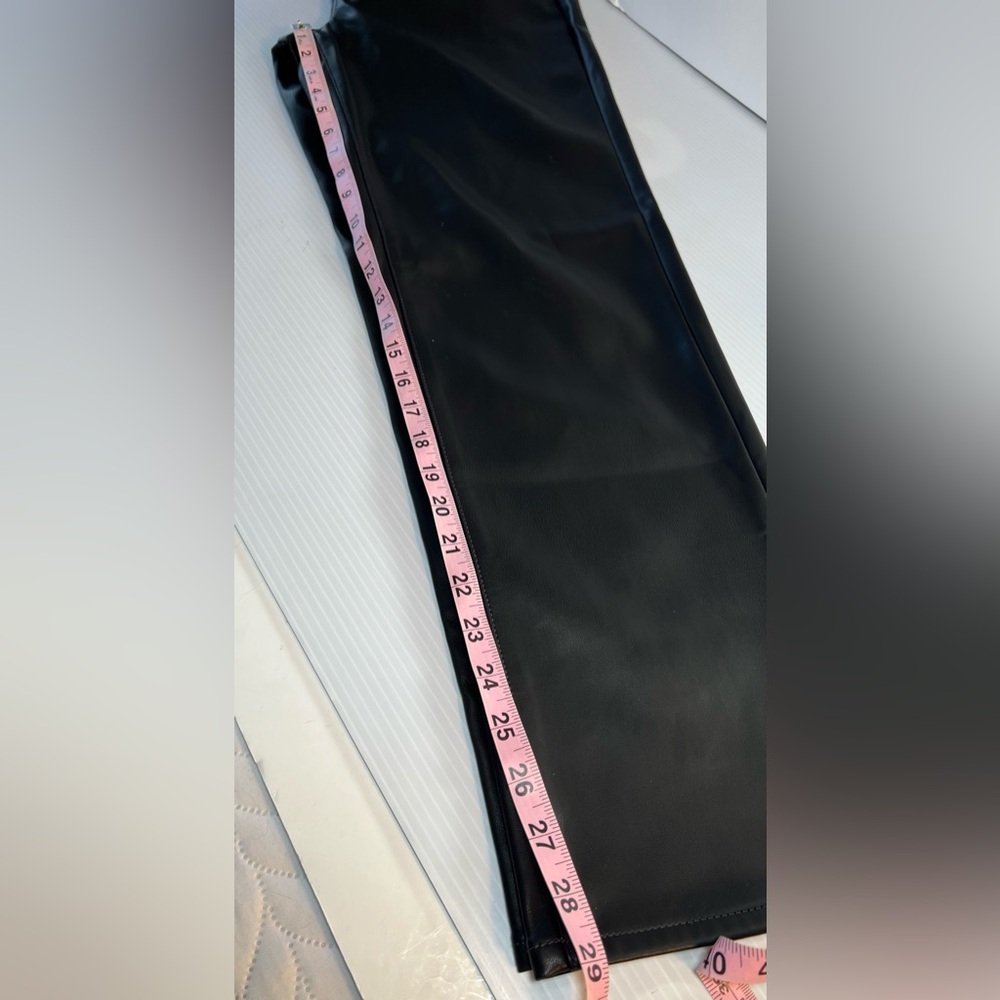 J. Crew Black Faux Leather Straight Leg Pants Size 29/8 - Picture 13 of 14